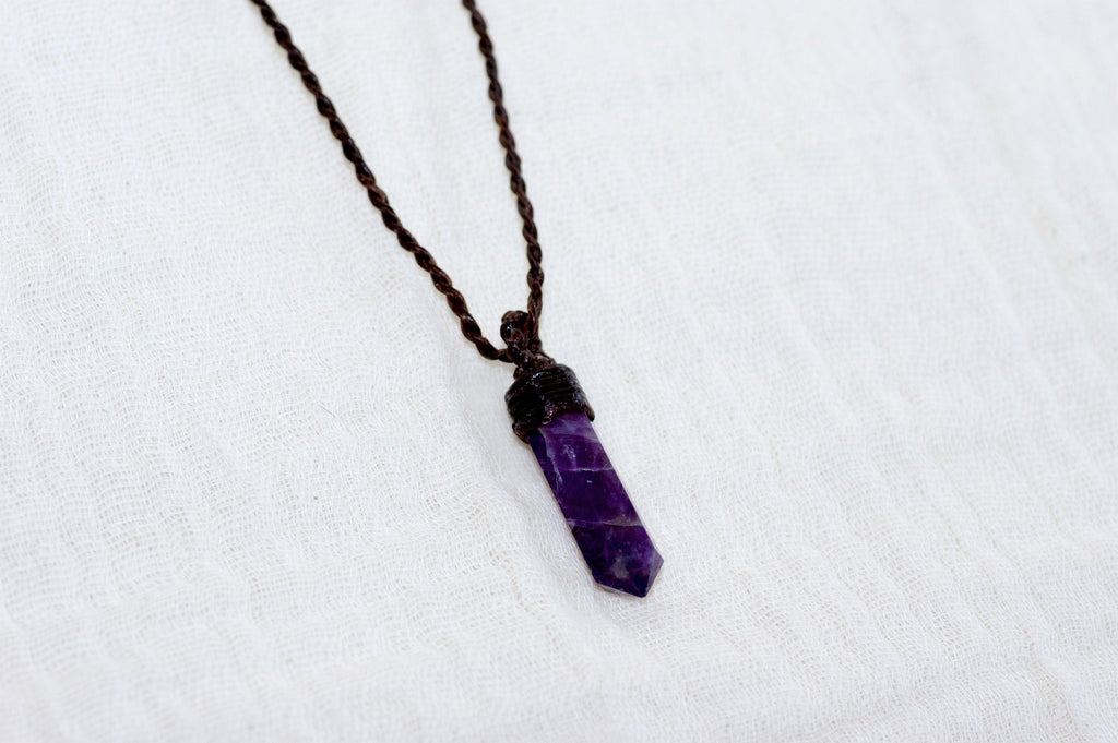 Amethyst Point Necklace - amethyst, emotional stability, healing stones, jewelry, necklace, peace, protection, small - Wander Emporium