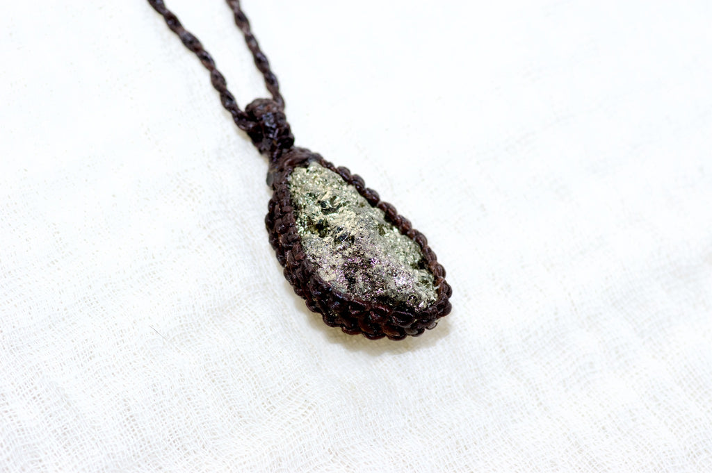 Pyrite Necklace - confidence, healing stones, jewelry, motivation, necklace, protection, pyrite - Wander Emporium