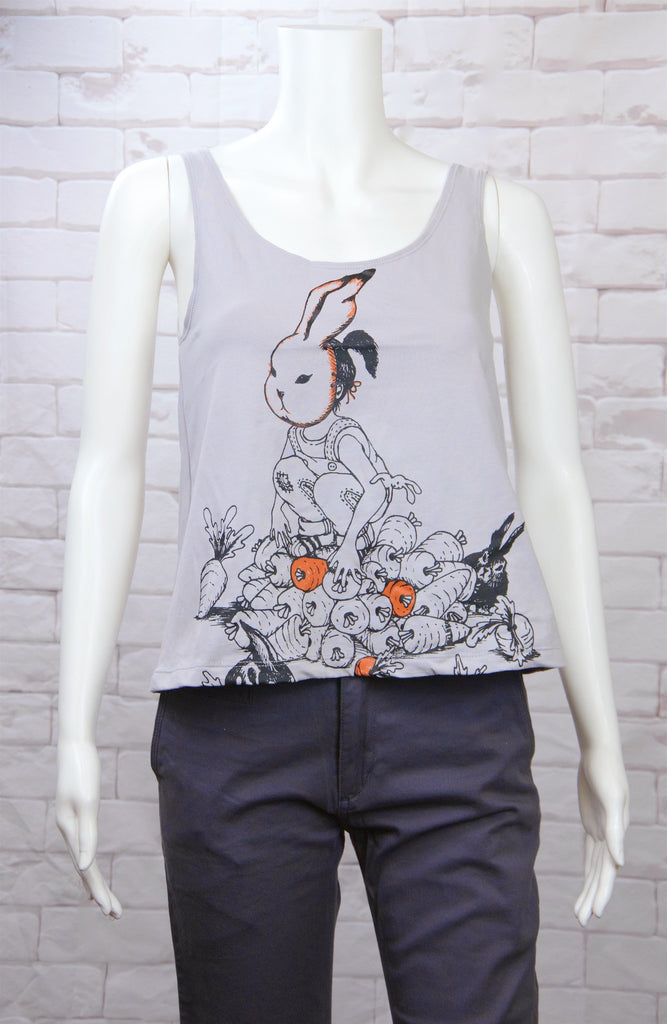Crop Tank Top - bunny, bunny head, bunny mask, carrot, carrots, cool, crop top, duck, duck tape, duct tape, girl, girls, glasses, top, trendy - Wander Emporium