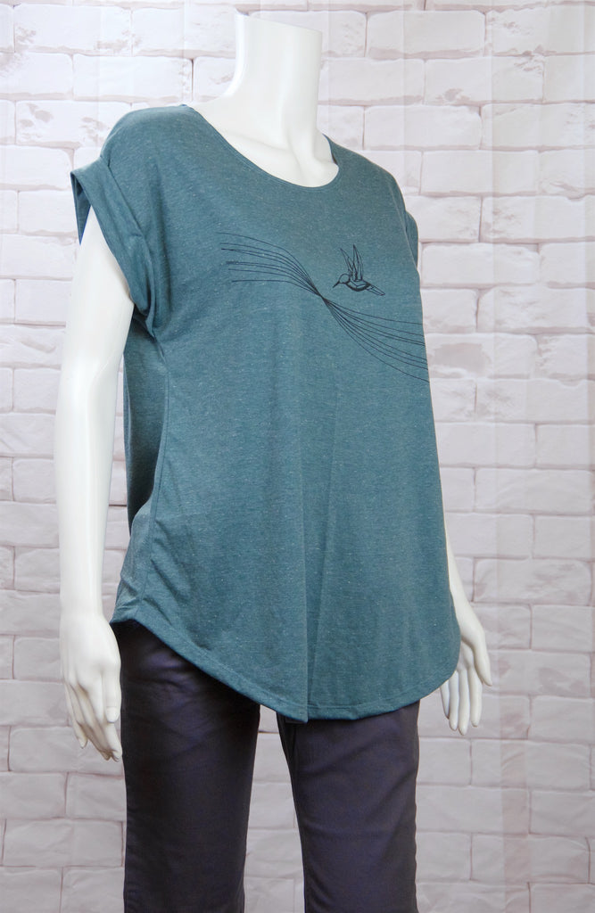 Roll Sleeve Tee - clothing, cool, girl, girls, humming bird, prism, roll sleeve, tee, top, tshirt - Wander Emporium