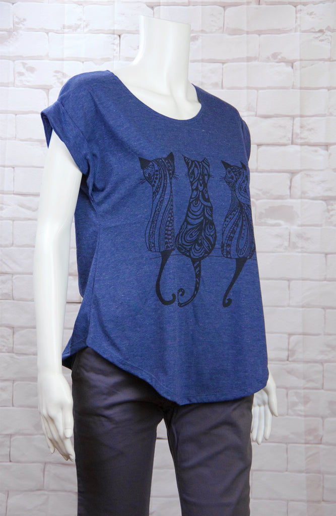 Roll Sleeve Tee - big cat, cat, cats, cool, girl, girls, roll sleeve, tatoo, tats, tee, top, tshirt - Wander Emporium