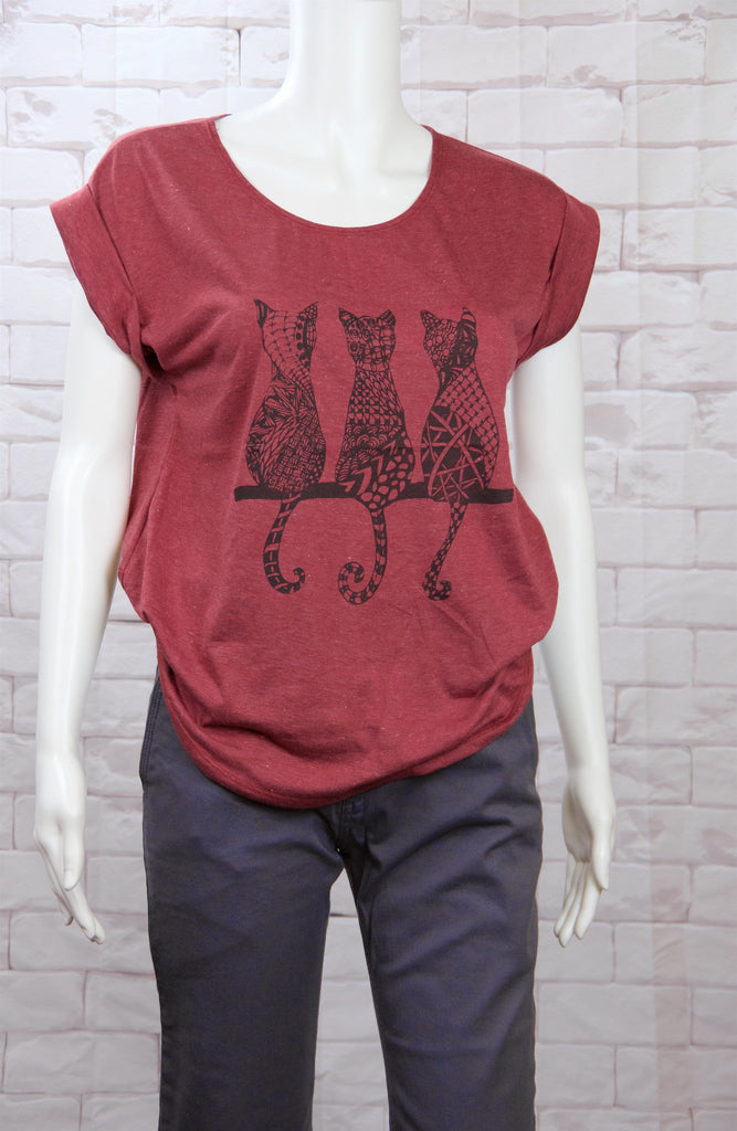 Roll Sleeve Tee - big cat, cat, cats, cool, girl, girls, roll sleeve, tatoo, tats, tee, top, tshirt - Wander Emporium