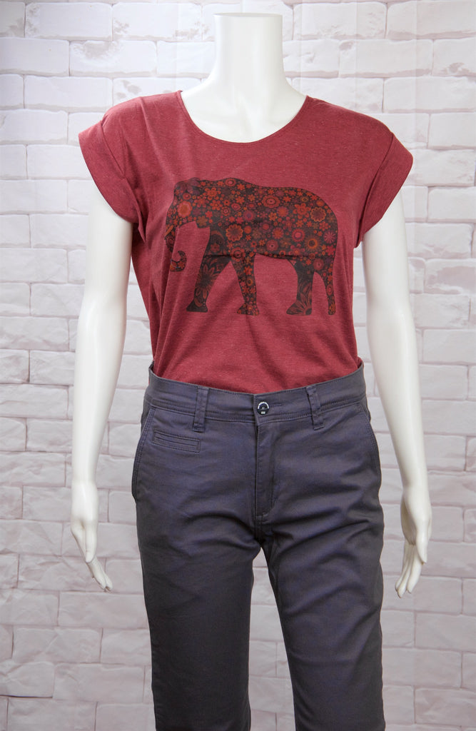 Roll Sleeve Tee - colorful, cool, elephant, girl, girls, paisley, roll sleeve, tee, top, tshirt - Wander Emporium