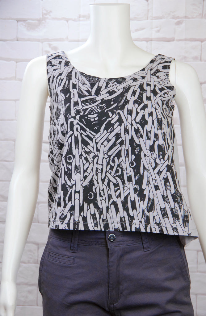 Crop Tank Top - chains, crop top, cute, girl, girls, monsters, top - Wander Emporium