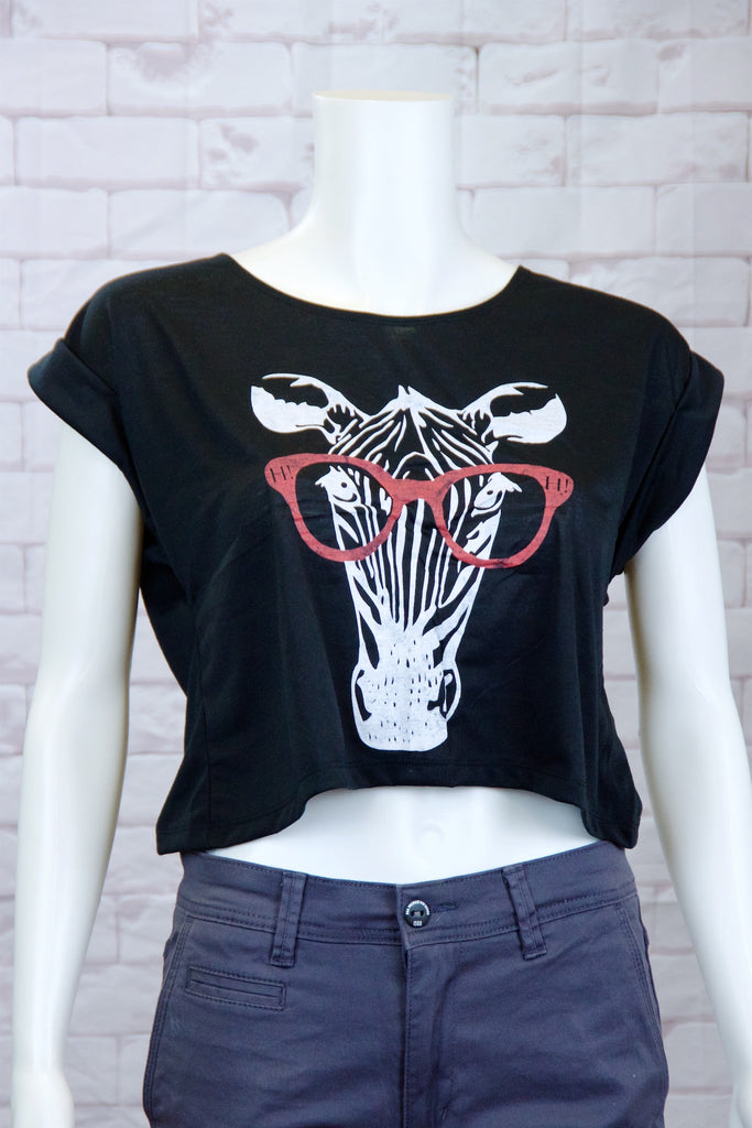 Crop Tee Top - cool, crop top, elephant, elephantgood luck, girl, girls, paisley, roll sleeves, tee crop, top, trendy - Wander Emporium