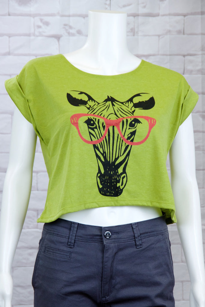 Crop Tee Top - cool, crop top, elephant, elephantgood luck, girl, girls, paisley, roll sleeves, tee crop, top, trendy - Wander Emporium