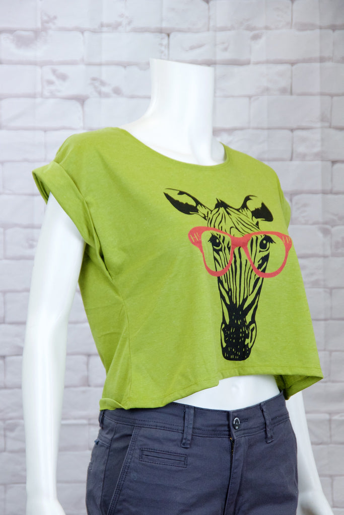 Crop Tee Top - cool, crop top, elephant, elephantgood luck, girl, girls, paisley, roll sleeves, tee crop, top, trendy - Wander Emporium