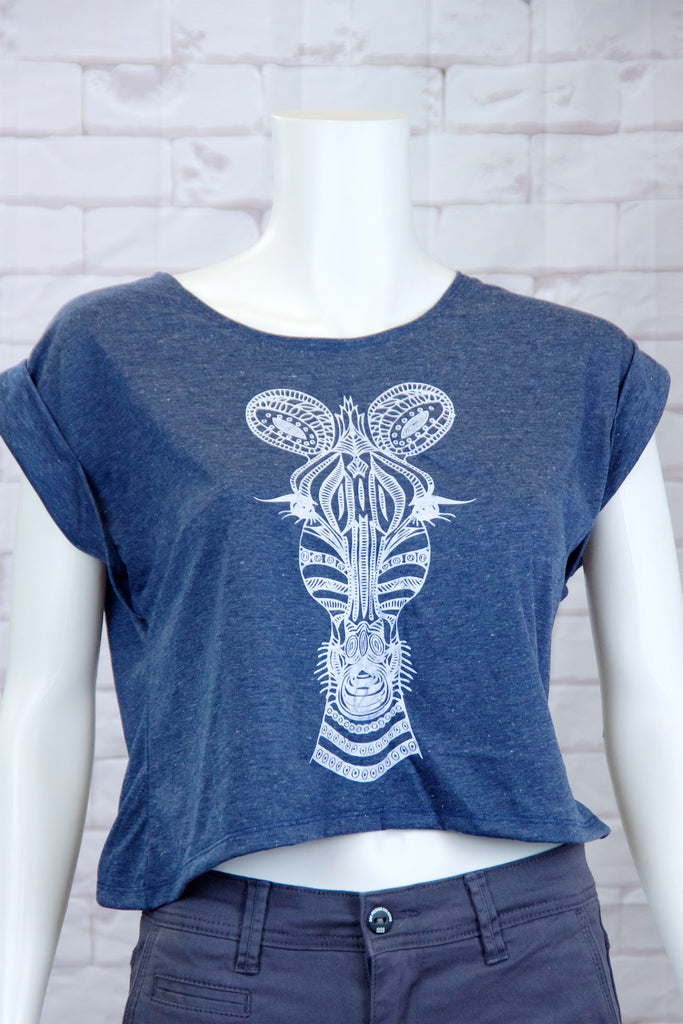 Crop Tee Top - bike, cool, crop top, Giraffe, girl, girls, lemon, roll sleeves, tee crop, top, trendy - Wander Emporium