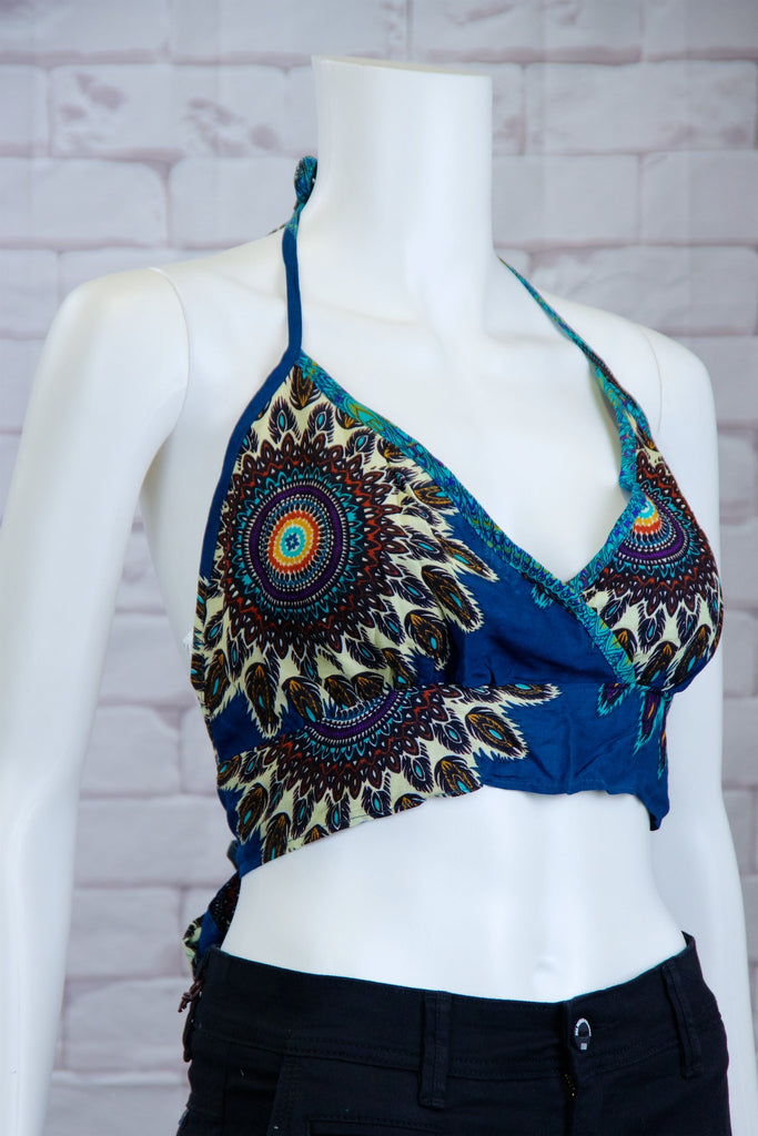 Halter Crop Top - beach vibes, boho, bra, bra top, crop top, ethnic, girl, girls, paisley, pattern, prints, top, trendy - Wander Emporium