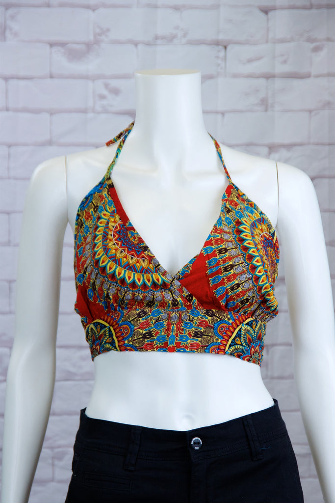 Halter Crop Top - beach vibes, boho, bra, bra top, crop top, ethnic, girl, girls, paisley, pattern, prints, top, trendy - Wander Emporium