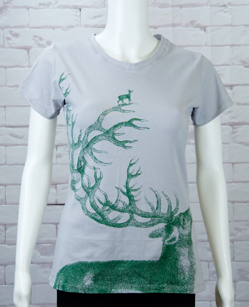 Fitted T-shirt - antlers, deer, fitted, girl, girls, top, tshirt - Wander Emporium