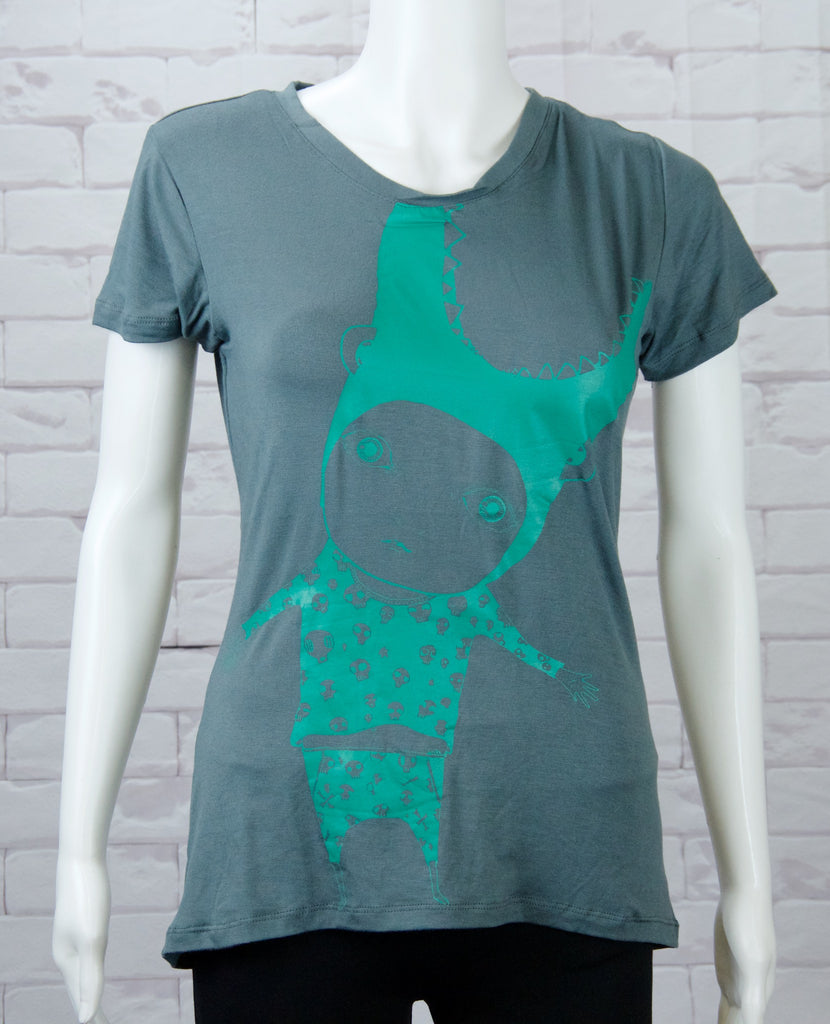 Fitted T-shirt - crocodile, fitted, girl, girls, nature, pjs, skull, top, tshirt - Wander Emporium