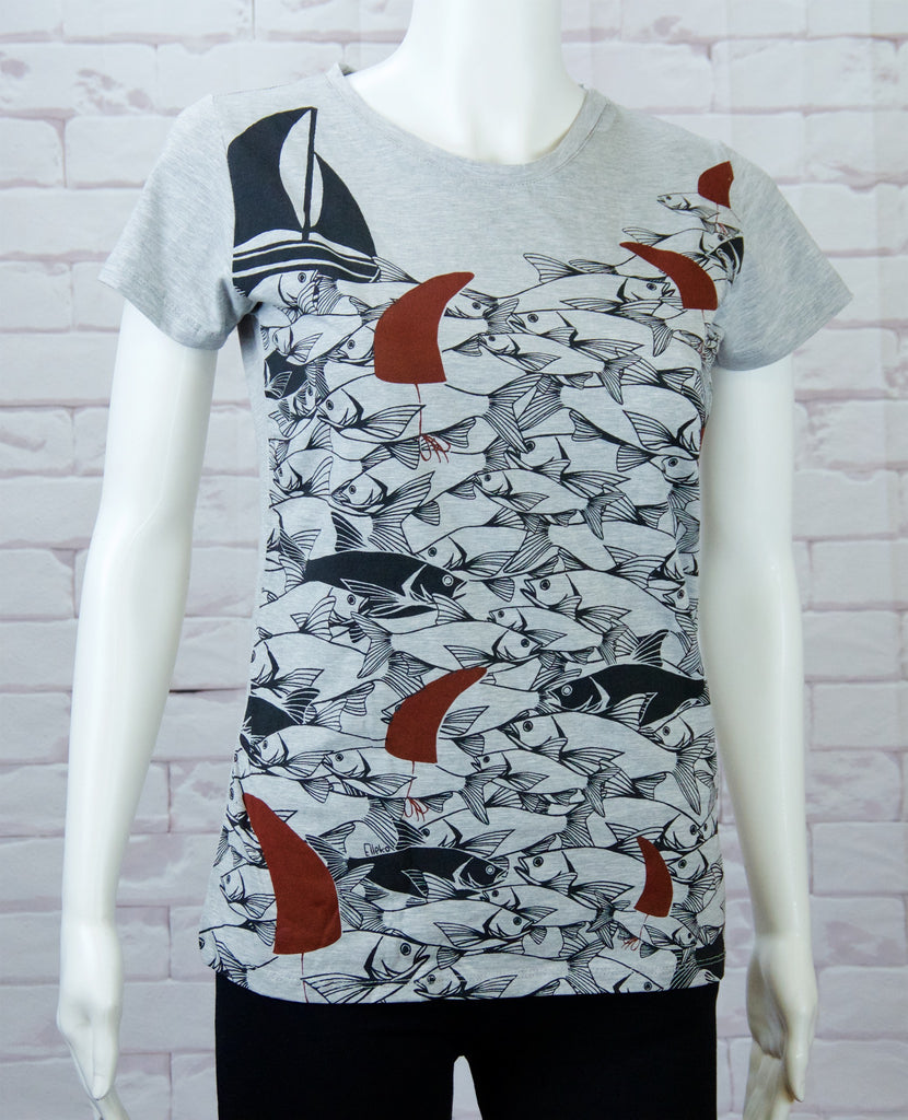 Fitted T-shirt - boats, clothing, fish, fitted, girl, girls, top, tshirt - Wander Emporium