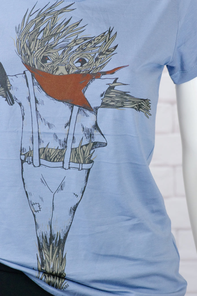 Fitted T-shirt - bird, cool crow, crow, fitted, girl, girls, scarecrow, top, tshirt - Wander Emporium