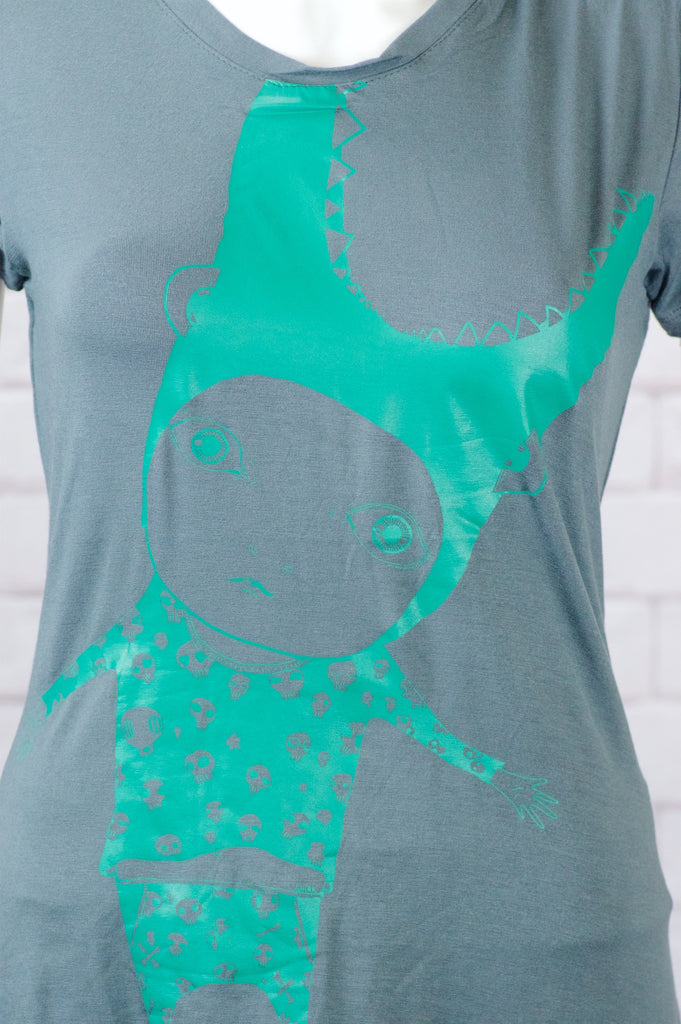 Fitted T-shirt - crocodile, fitted, girl, girls, nature, pjs, skull, top, tshirt - Wander Emporium