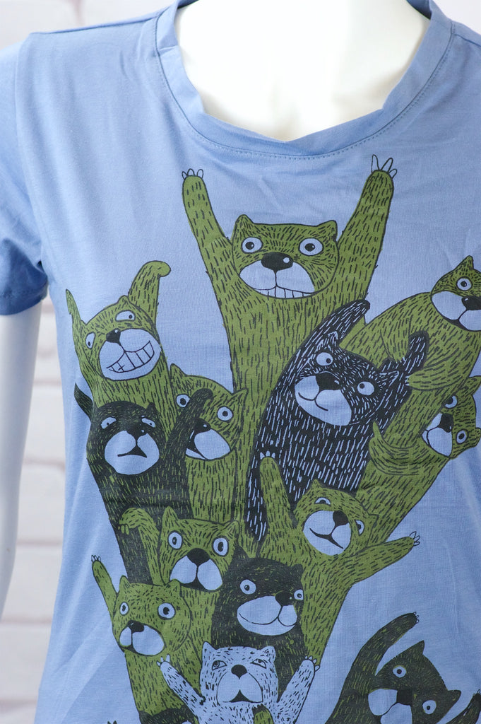 Fitted T-shirt - bears, cactus, clothing, fitted, girl, girls, pot, top, tshirt - Wander Emporium