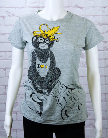 Fitted T-shirt - banana, fitted, girl, girls, monkey, top, tshirt - Wander Emporium