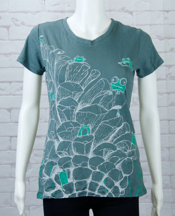 Fitted T-shirt - cactus, fitted, frog, girl, girls, pond, top, tshirt - Wander Emporium