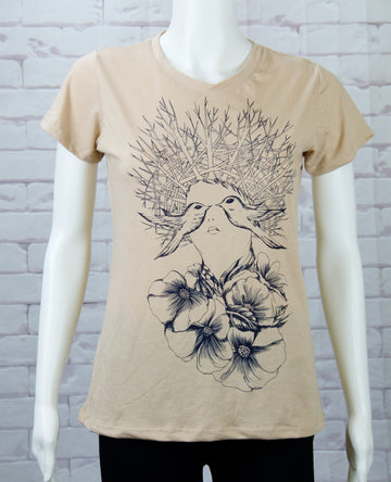 Fitted T-shirt - birds, fitted, flowers, girl, girls, nature, save the earth, top, tree, tshirt - Wander Emporium