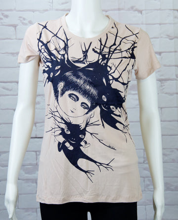 Fitted T-shirt - anime, boy, face, fitted, girl, girls, shadows, top, tshirt - Wander Emporium