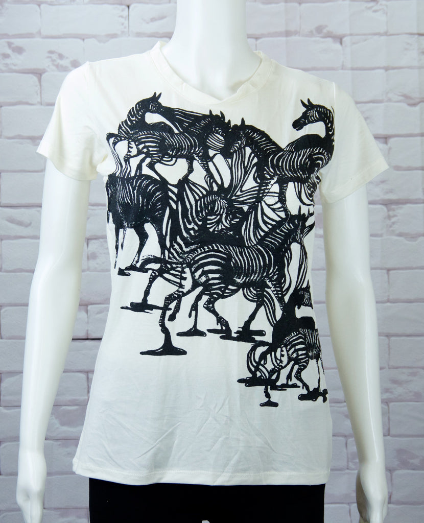Fitted T-shirt - fitted, girl, girls, nature, top, tshirt, zebra, zebras - Wander Emporium