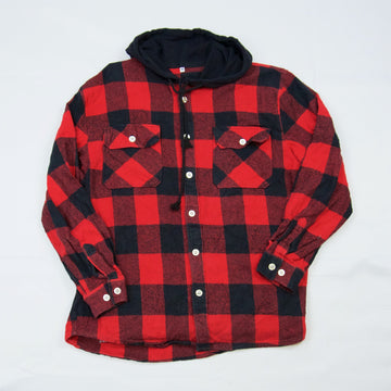 Upcycled Flannel Hoodies | M - black, comfy clothing, cozy, fall, flannel, flannel hoodie, hoodie, human, lumberjack, man, men, new clothing, plaid, red, unisex, winter, woman, women - Wander Emporium