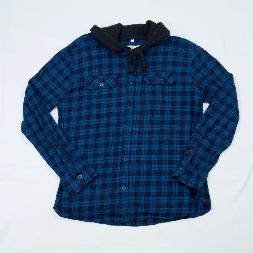 Upcycled Flannel Hoodies | XL - blue, comfy clothing, cozy, fall, flannel, flannel hoodie, hoodie, human, lumberjack, man, men, new clothing, plaid, unisex, winter, woman, women - Wander Emporium