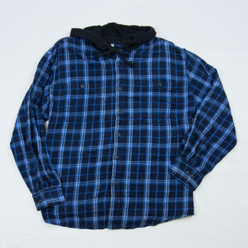 Upcycled Flannel Hoodies | XXL - blue, comfy clothing, cozy, fall, flannel, flannel hoodie, hoodie, human, lumberjack, man, men, new clothing, plaid, unisex, winter, woman, women - Wander Emporium