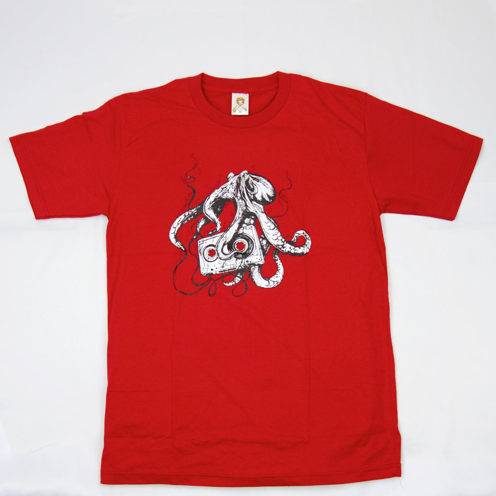 T-Shirt | Octopus Cassette - aqua, black, colours, graphic, green, men, monkey, new, red, see no evil, t-shirt, teal, tee, tees, tshirt, unisex - Wander Emporium