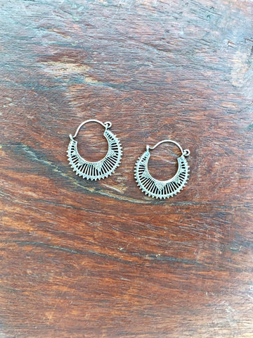 Silver Earrings - 925, earrings, ethnic, handcrafted, hoops, jewelry, rave, silver, tribal - Wander Emporium