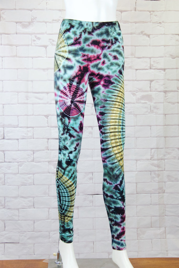 Tie Dye Yoga Leggings - aqua, blue, bottoms, clothing, comfy clothing, comfy wear, comfywear, earthy, green, leggings, meditation, mind body soul, multicolour, new clothing, purple, rainbow tie dye, soft, stay fit, Tie  Dye, tights, yoga, yoga wear, yogawear - Wander Emporium