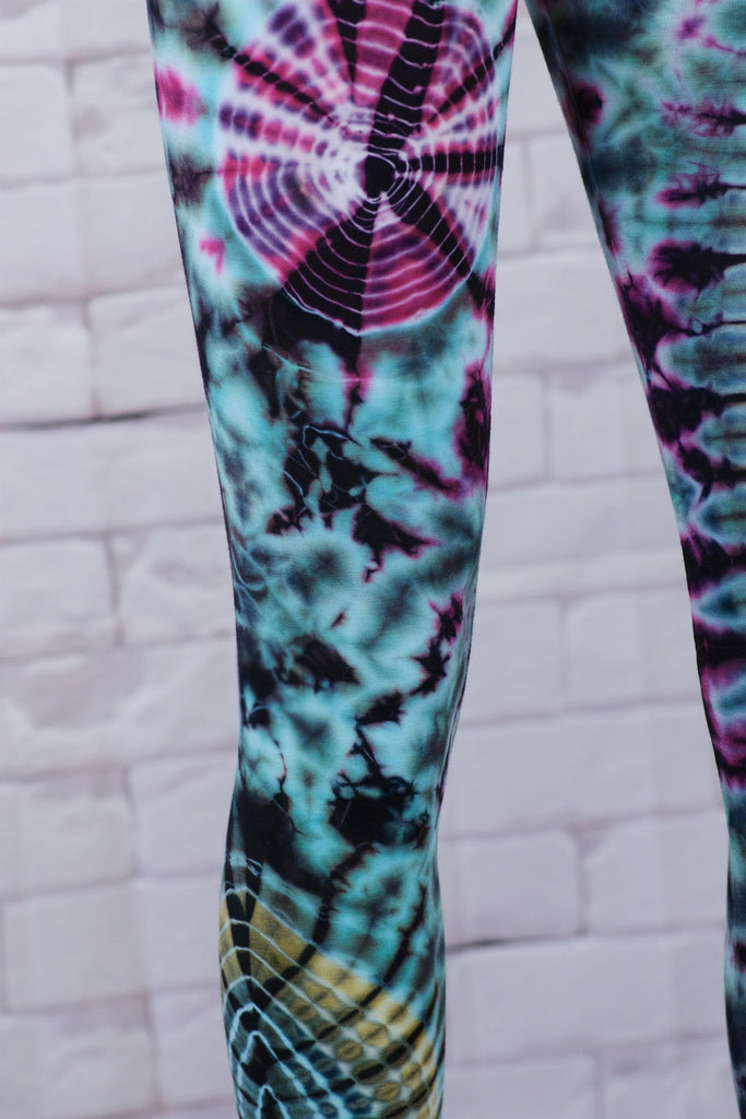 Tie Dye Yoga Leggings - aqua, blue, bottoms, clothing, comfy clothing, comfy wear, comfywear, earthy, green, leggings, meditation, mind body soul, multicolour, new clothing, purple, rainbow tie dye, soft, stay fit, Tie  Dye, tights, yoga, yoga wear, yogawear - Wander Emporium