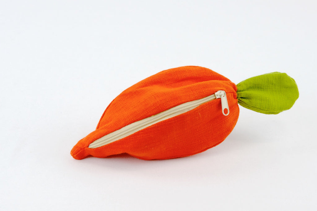 Carrot Set | 3 Baby Bunnies - bunnies, bunny, carrot, hill tribe, plush toy, pouch, toy set, whimsical - Wander Emporium