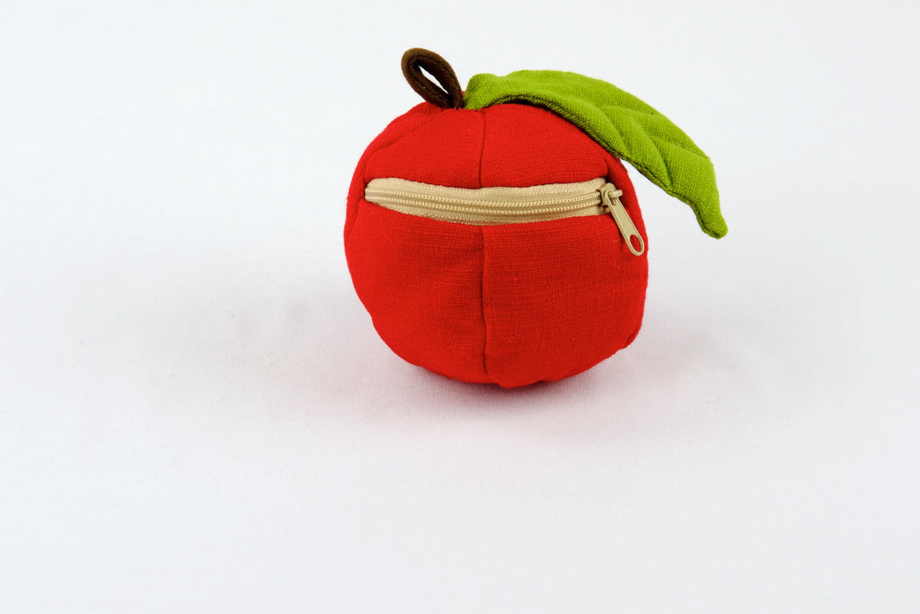 Apple Set | 3 Piglets - apple, hill tribe, piglets, plush toy, pouch, toy set, whimsical - Wander Emporium