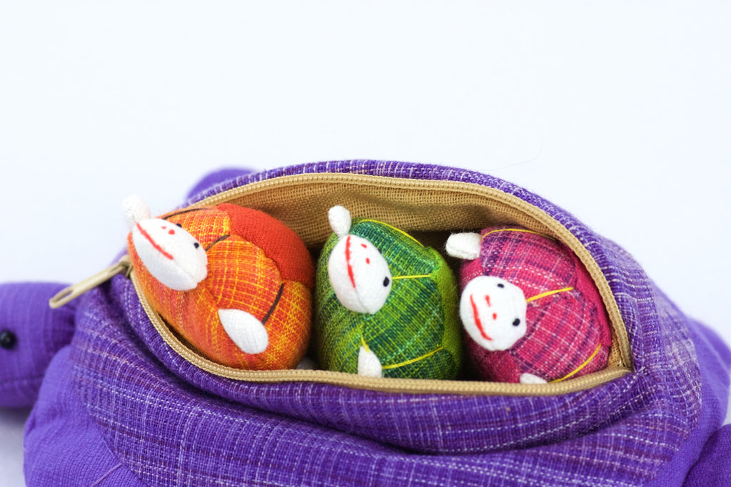 Turtle Set | 3 Baby Turtles - baby turtles, hill tribe, plush toy, toy set, Turtle, whimsical - Wander Emporium