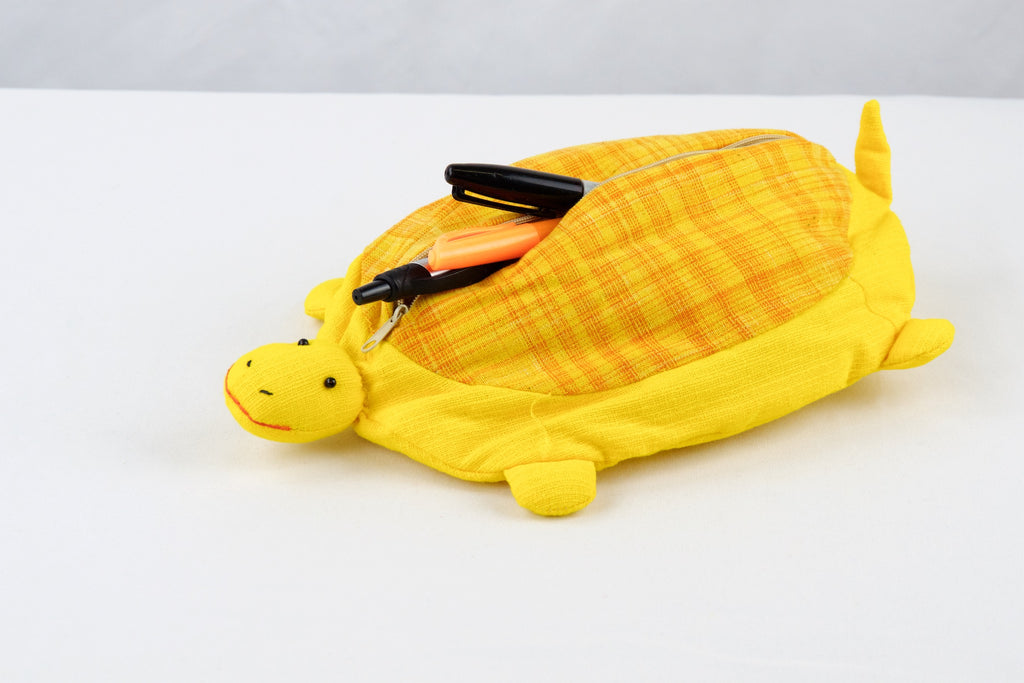 Turtle Pencil Case - hill tribe, plush toy, pouch, Turtle, whimsical - Wander Emporium