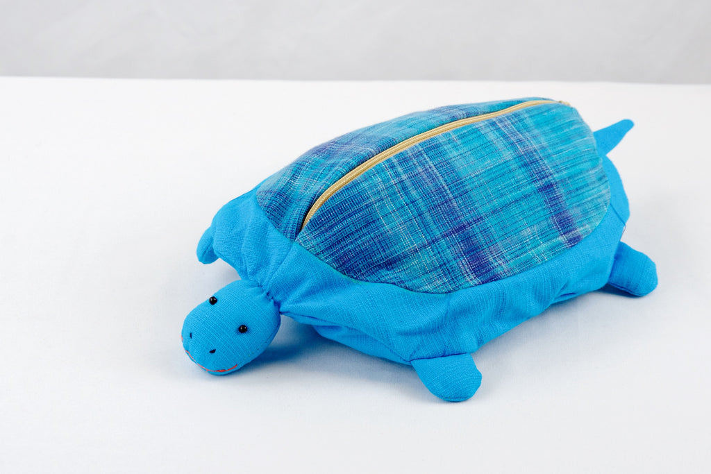 Turtle Pencil Case - hill tribe, plush toy, pouch, Turtle, whimsical - Wander Emporium
