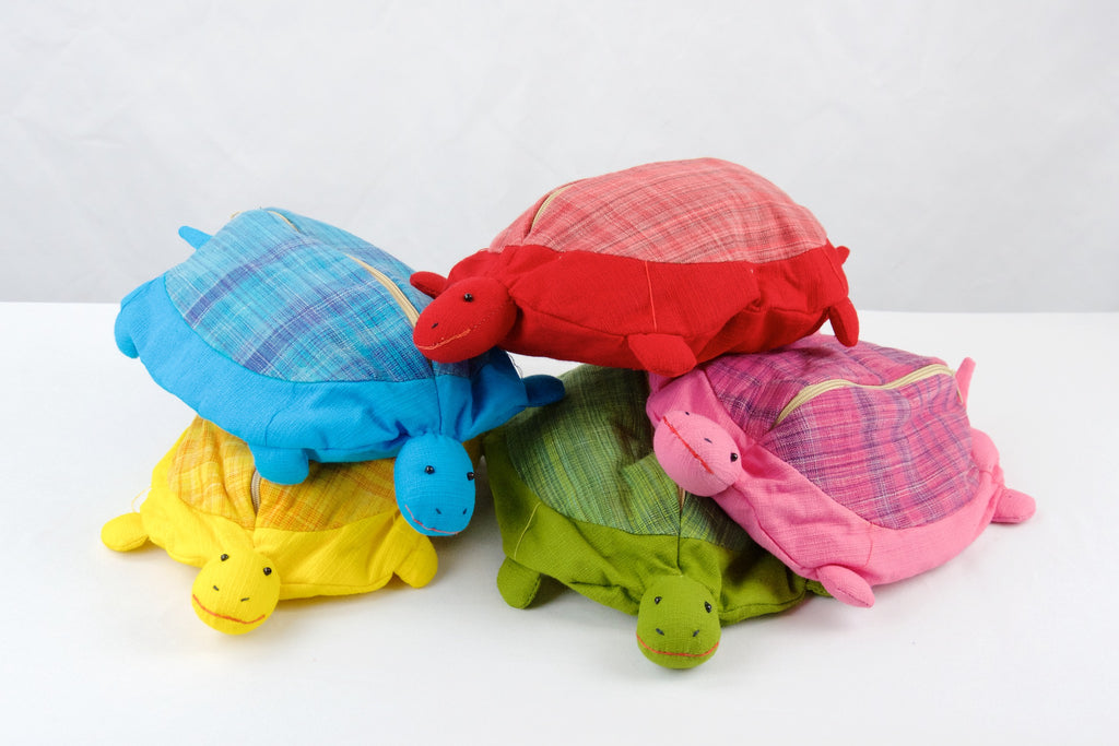 Turtle Pencil Case - hill tribe, plush toy, pouch, Turtle, whimsical - Wander Emporium