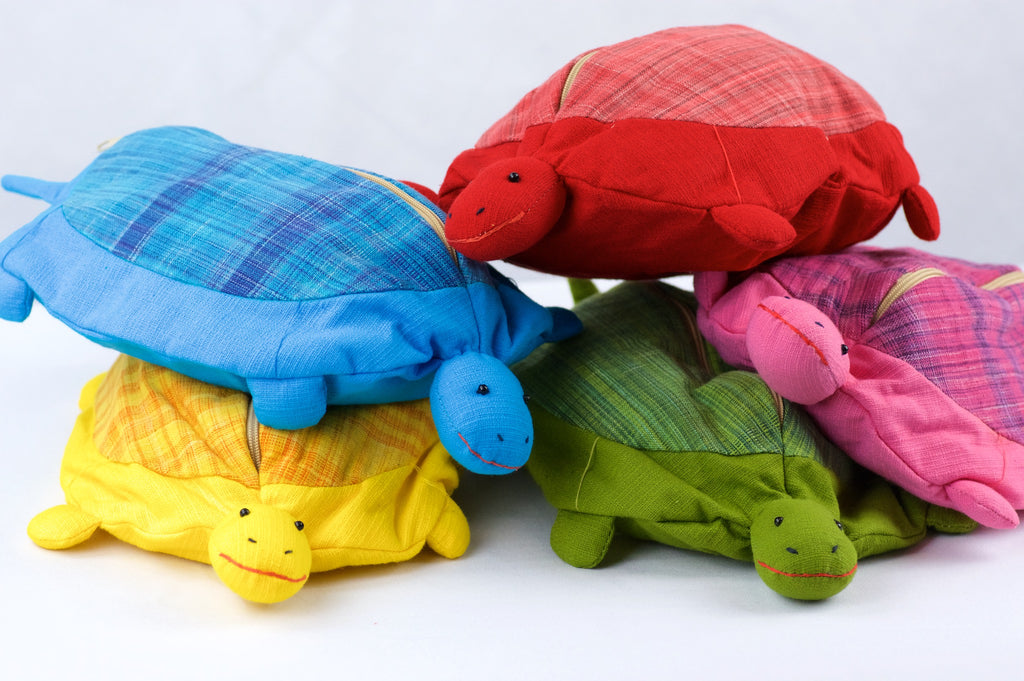 Turtle Pencil Case - hill tribe, plush toy, pouch, Turtle, whimsical - Wander Emporium