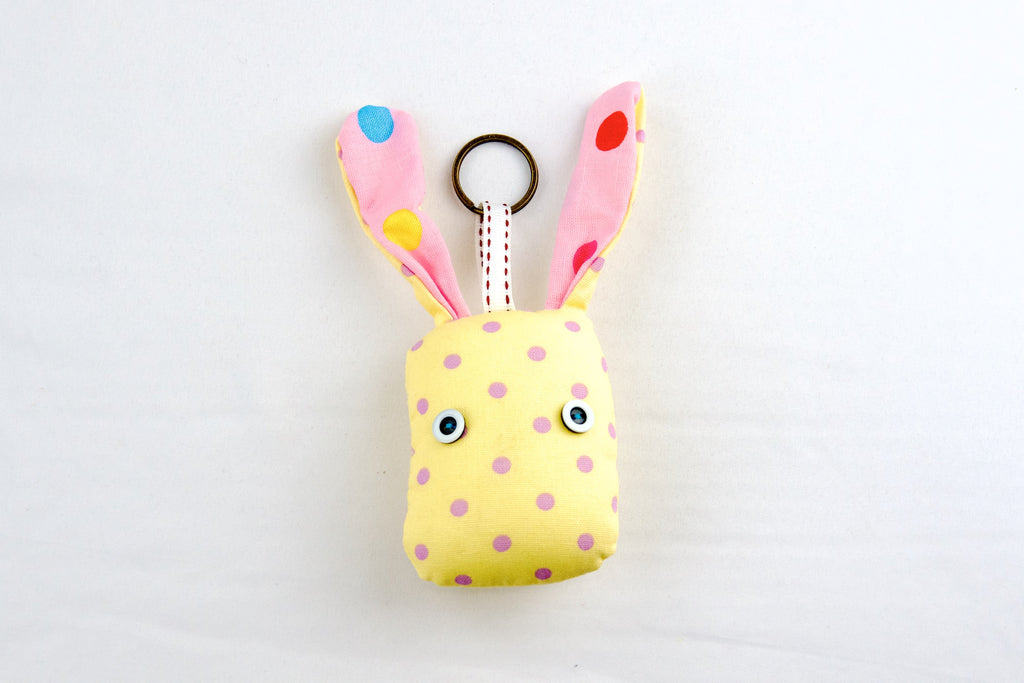 Bunny Keyring | Medium - bunny, bunny head, handmade, hill tribe, Keyring, keyrings, plush toy, toy, toys - Wander Emporium