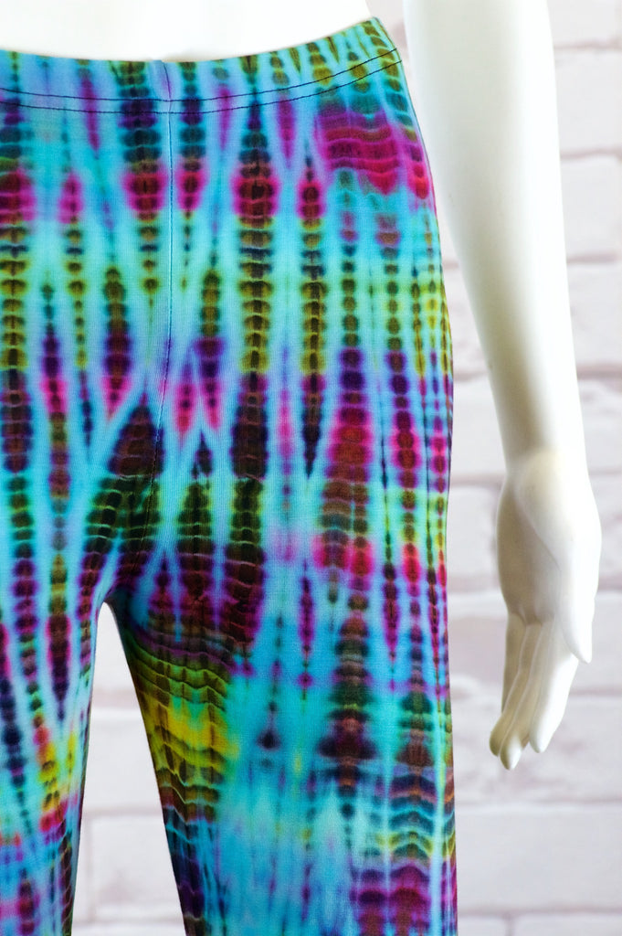 Tie Dye Yoga Leggings | Capris - aqua, blue, bottoms, clothing, comfy clothing, comfy wear, comfywear, earthy, green, leggings, meditation, mind body soul, multicolour, new clothing, purple, rainbow, rainbow tie dye, soft, stay fit, Tie  Dye, tights, yoga, yoga wear, yogawear - Wander Emporium