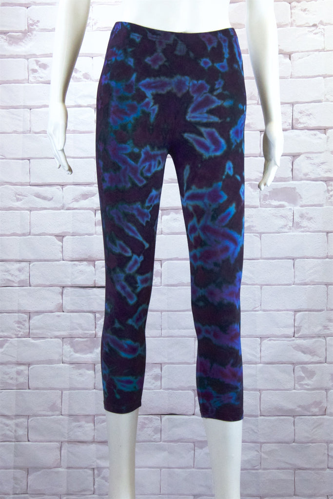 Tie Dye Yoga Leggings | Capris - aqua, blue, bottoms, clothing, comfy clothing, comfy wear, comfywear, earthy, green, leggings, meditation, mind body soul, multicolour, new clothing, purple, rainbow, rainbow tie dye, soft, stay fit, Tie  Dye, tights, yoga, yoga wear, yogawear - Wander Emporium