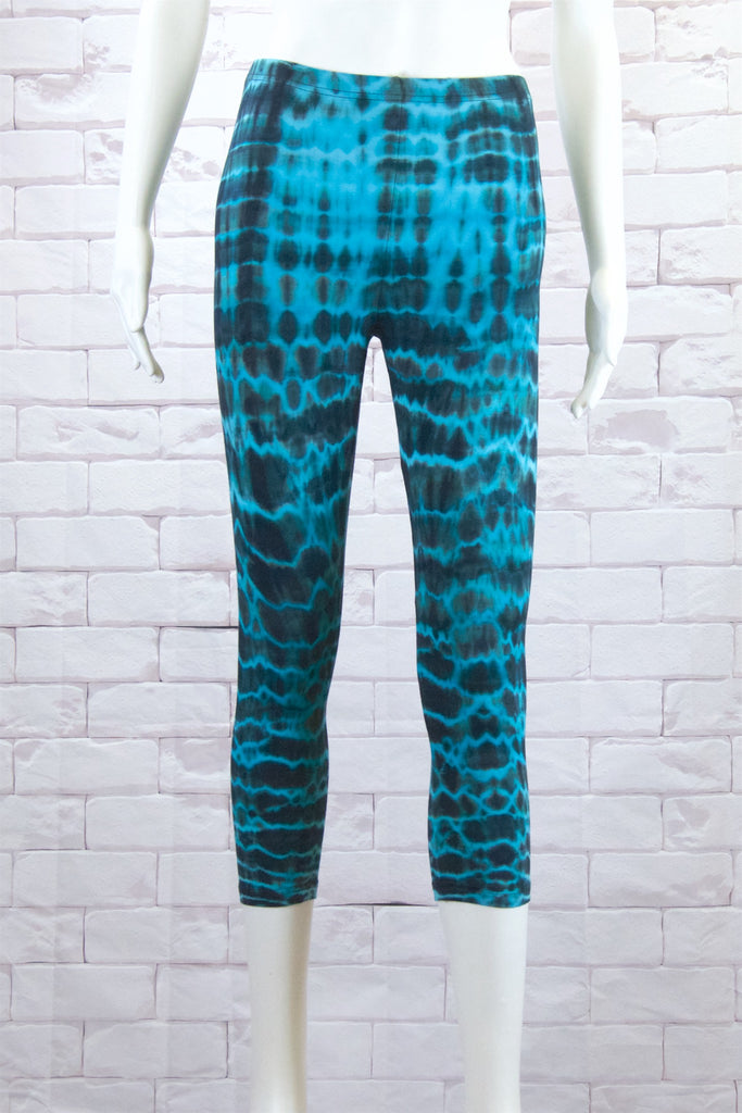 Tie Dye Yoga Leggings | Capris - aqua, blue, bottoms, clothing, comfy clothing, comfy wear, comfywear, earthy, green, leggings, meditation, mind body soul, multicolour, new clothing, purple, rainbow, rainbow tie dye, soft, stay fit, Tie  Dye, tights, yoga, yoga wear, yogawear - Wander Emporium