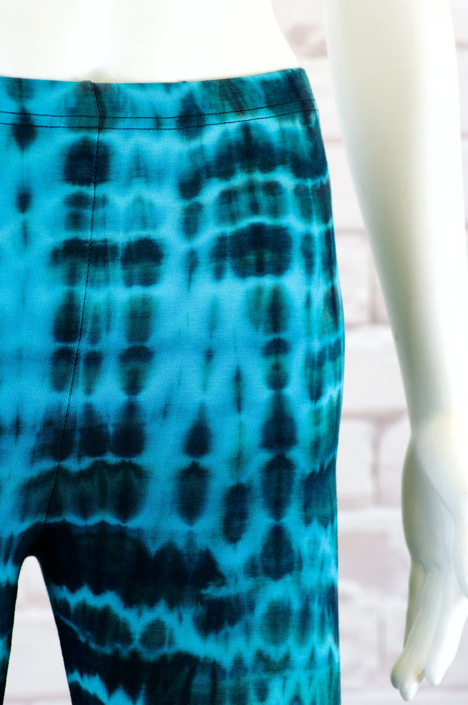 Tie Dye Yoga Leggings | Capris - aqua, blue, bottoms, clothing, comfy clothing, comfy wear, comfywear, earthy, green, leggings, meditation, mind body soul, multicolour, new clothing, purple, rainbow, rainbow tie dye, soft, stay fit, Tie  Dye, tights, yoga, yoga wear, yogawear - Wander Emporium