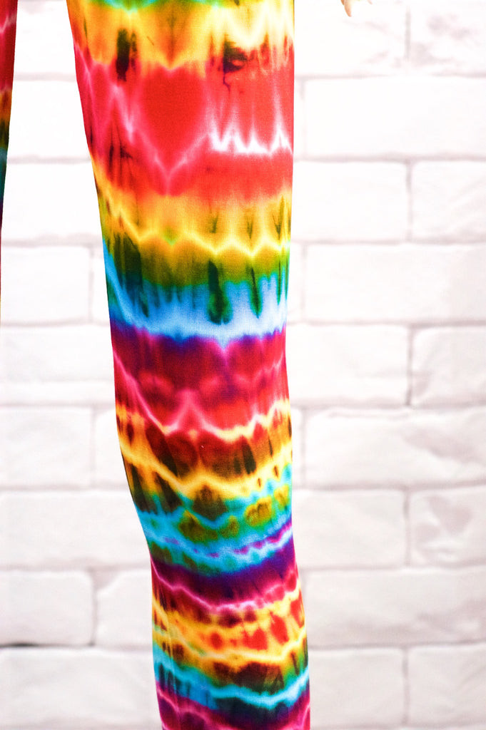 Tie Dye Yoga Leggings | Capris - aqua, blue, bottoms, clothing, comfy clothing, comfy wear, comfywear, earthy, green, leggings, meditation, mind body soul, multicolour, new clothing, purple, rainbow, rainbow tie dye, soft, stay fit, Tie  Dye, tights, yoga, yoga wear, yogawear - Wander Emporium