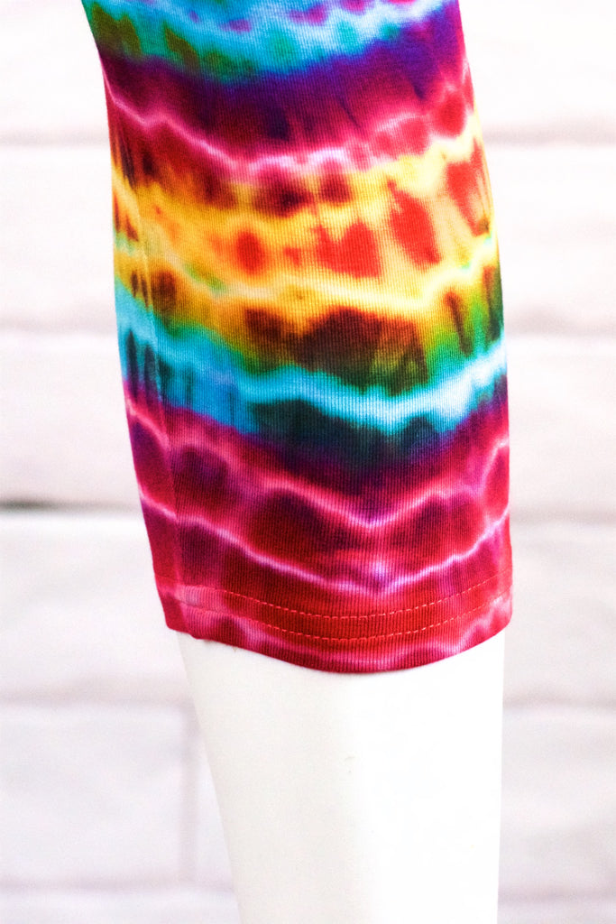 Tie Dye Yoga Leggings | Capris - aqua, blue, bottoms, clothing, comfy clothing, comfy wear, comfywear, earthy, green, leggings, meditation, mind body soul, multicolour, new clothing, purple, rainbow, rainbow tie dye, soft, stay fit, Tie  Dye, tights, yoga, yoga wear, yogawear - Wander Emporium