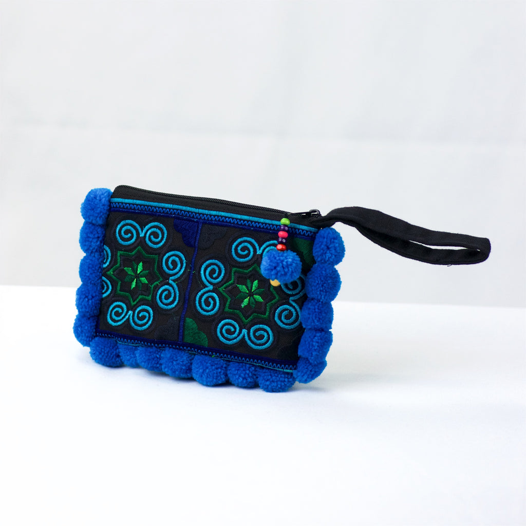 Embroidered Pouch | Medium - coin purse, cosmetic bag, embroidered, ethnic, handmade, medium size, organizer, pouch, print, wallet - Wander Emporium