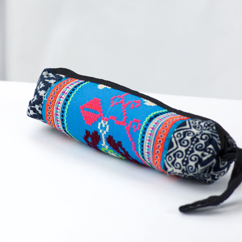 Pencil Case | Medium - coin purse, embroidered, ethnic, handmade, Indigo, medium size, organizer, pencil case, pouch, traditional cloth - Wander Emporium