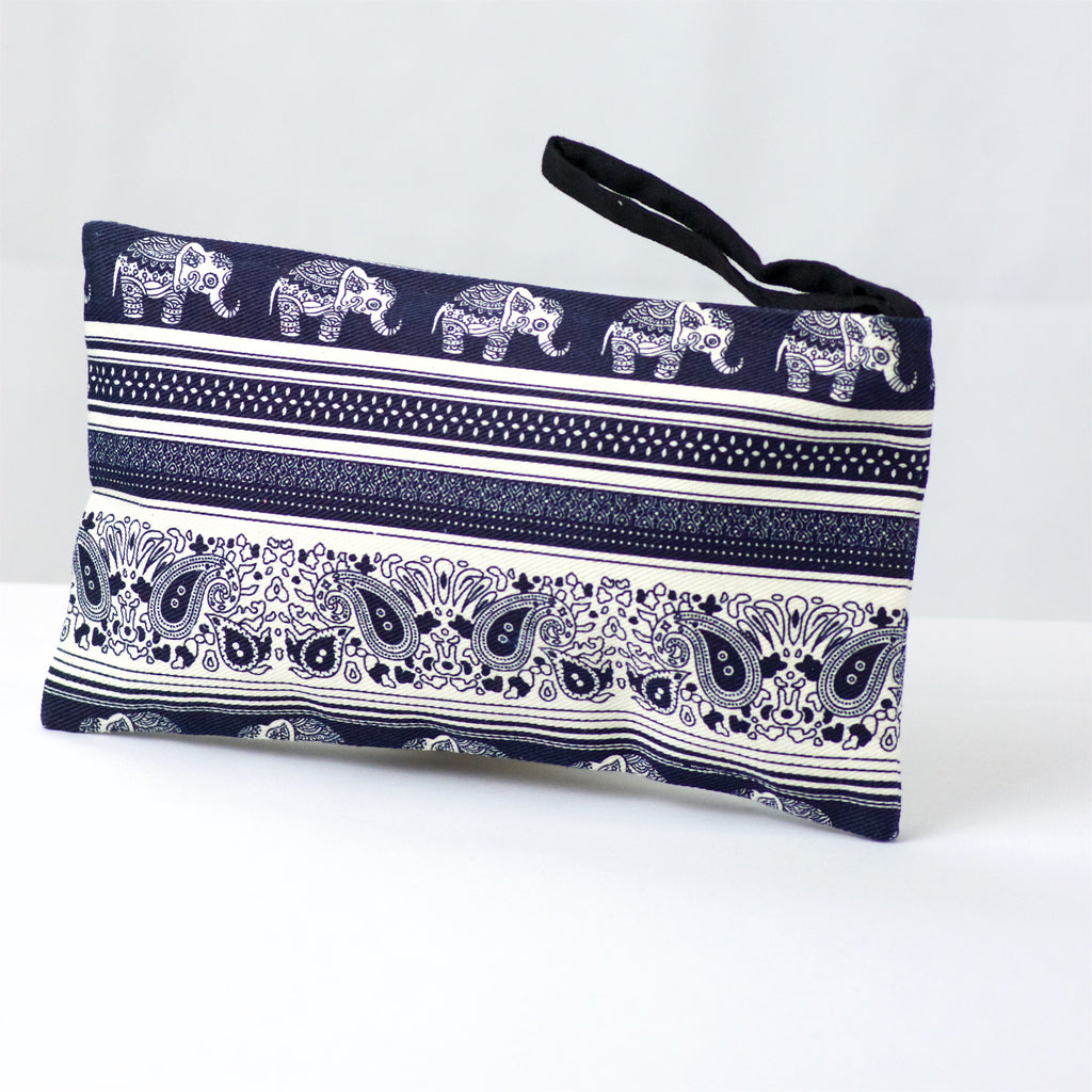 Elephant Pouch | Large - cosmetic bag, elephant, ethnic, handmade, Large, organizer, pouch, print - Wander Emporium