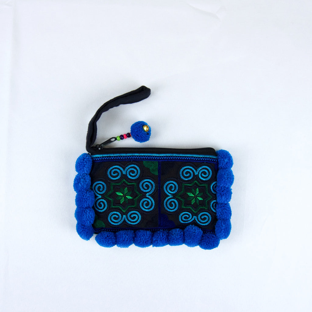 Embroidered Pouch | Medium - coin purse, cosmetic bag, embroidered, ethnic, handmade, medium size, organizer, pouch, print, wallet - Wander Emporium